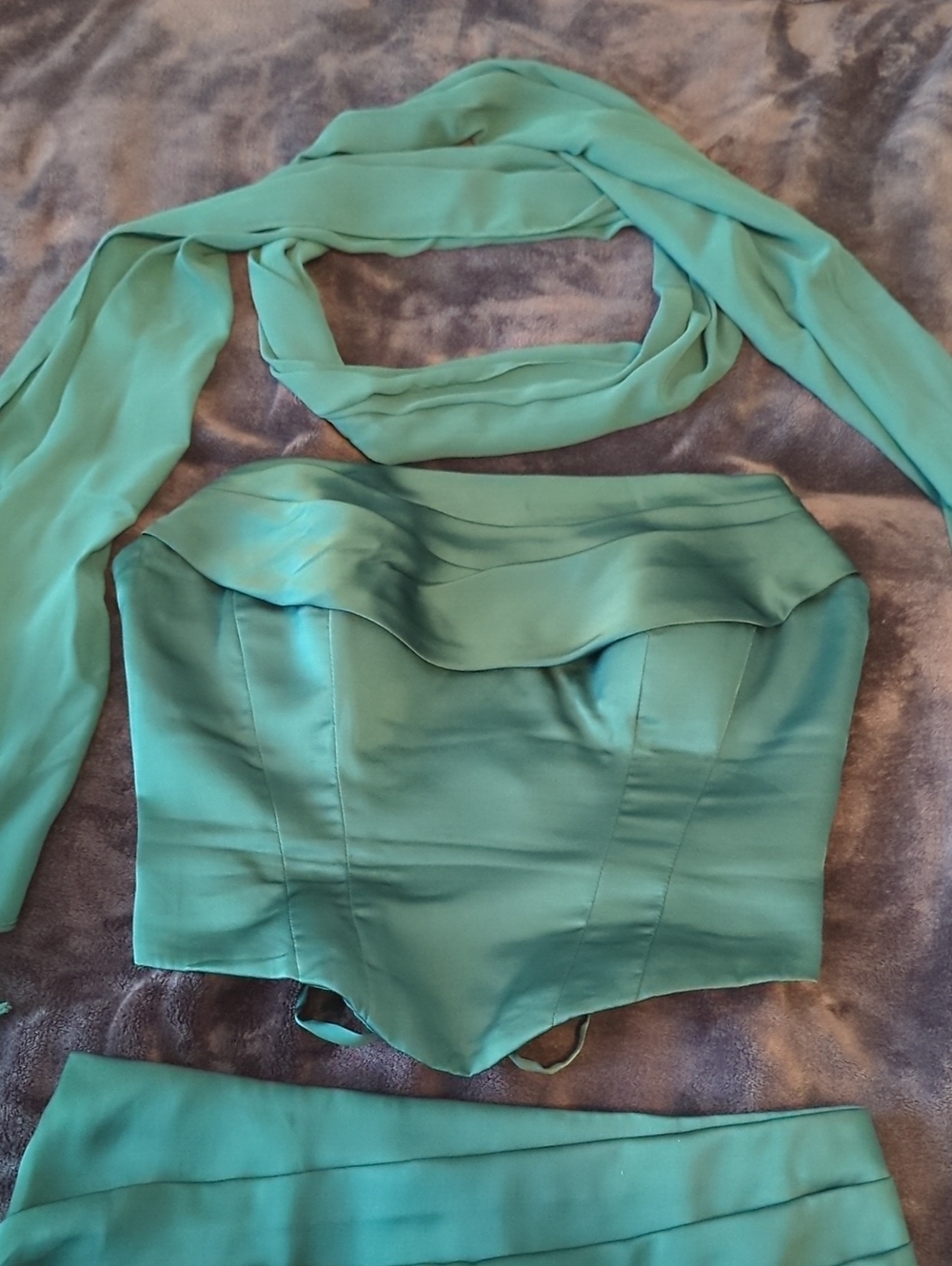 Azazie Teal Strapless Corset Ensemble